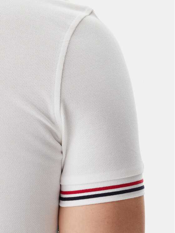 Tommy Hilfiger Tommy Hilfiger Тениска с яка и копчета Tipped MW0MW37346 Бял Slim Fit
