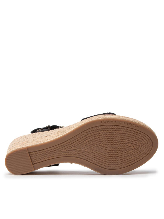 Tommy Hilfiger Tommy Hilfiger Espadrilles Th Textured Low Wedge Sandal FW0FW06555 Melns