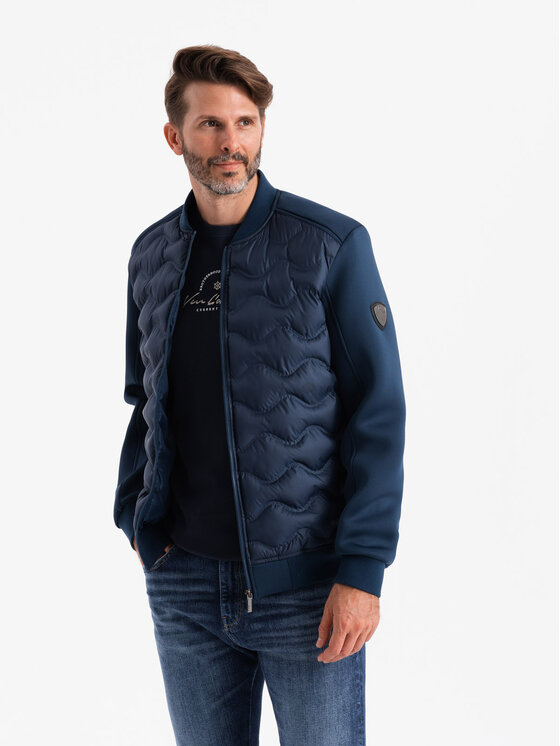Ombre Ombre Bunda bomber OM-JALP-0141 Tmavomodrá Regular Fit