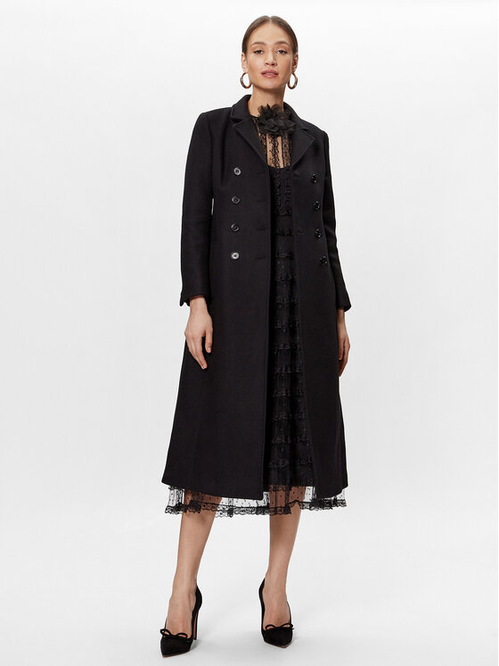 Red Valentino Red Valentino Cappotto di lana 1R0CAF505Y6 Nero Regular Fit