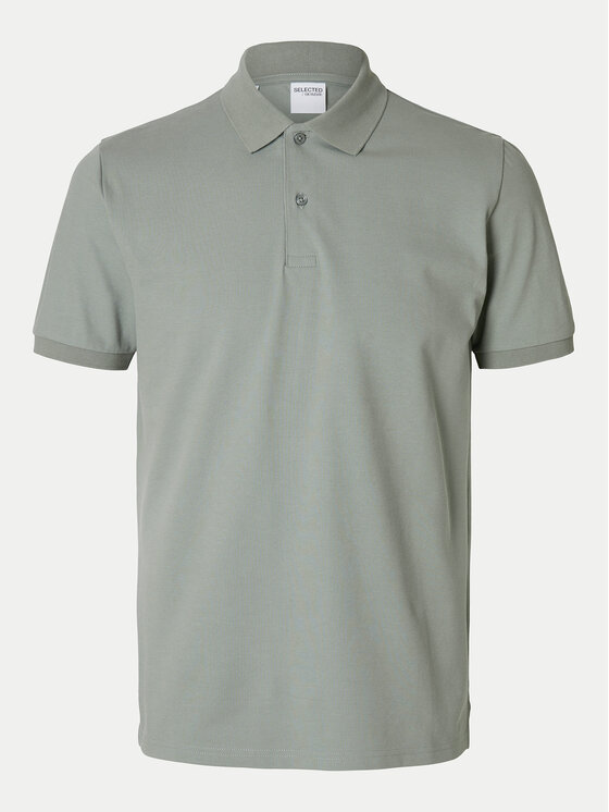 Selected Homme Selected Homme Тениска с яка и копчета 16095851 Зелен Slim Fit