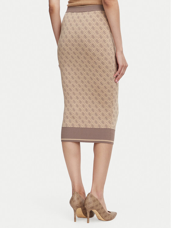 Guess Guess Pouzdrová sukně W6YD19 Z0961 Béžová Slim Fit