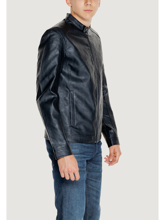 Jack&Jones Jack&Jones Μπουφάν δερμάτινο JJEDYLAN CLEAN PU JACKET NOOS Μαύρο Regular Fit