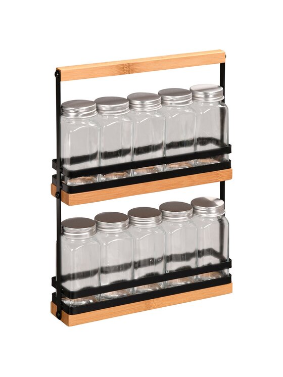 MIAhome MIAhome Pojemnik na przyprawy organizer i 10 szklanych pojemniczków 100 ml Bezbarwny