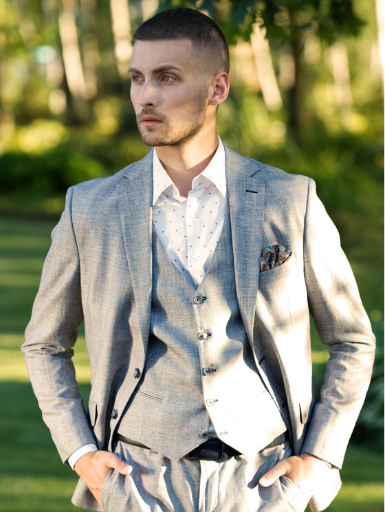 Evenemen Evenemen Kamizelka OVO Szary Slim Fit