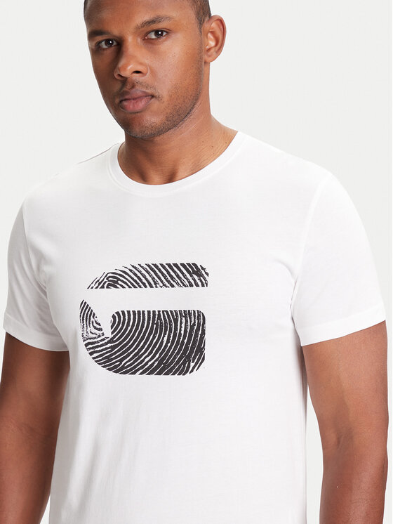G-Star Raw G-Star Raw Póló Finger Print Burger D26041-C506 Fehér Regular Fit