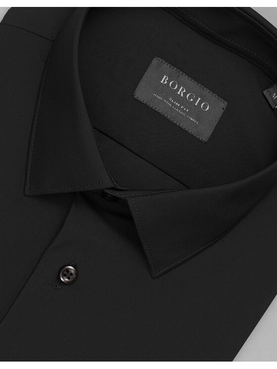 Borgio Borgio Koszula ateleta 00507 Czarny Slim Fit