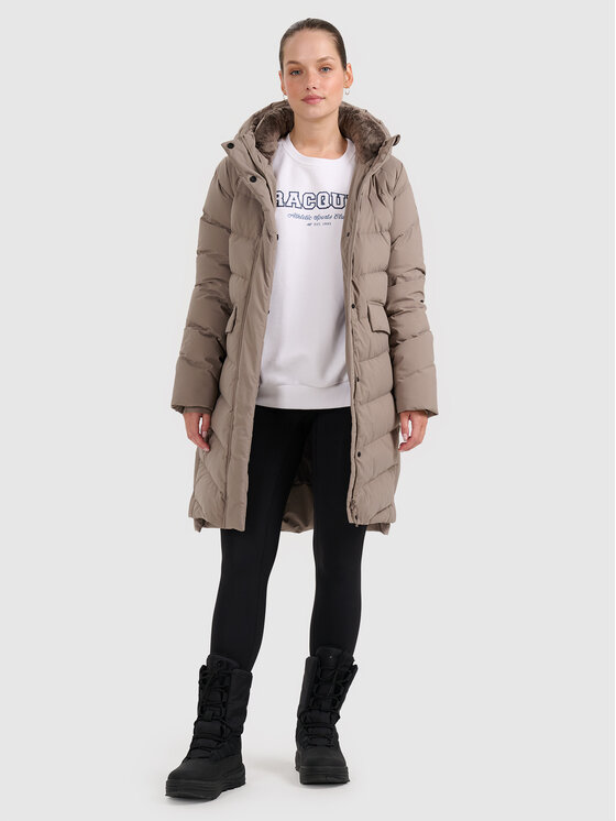 4F 4F Płaszcz zimowy MIDSHOP TEXTILE Beżowy Regular Fit