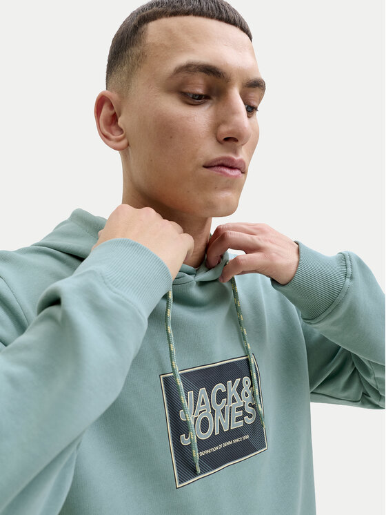 Jack & Jones Jack & Jones Mikina Jjrain Sweat Hood 12288098 Tyrkysová Regular Fit