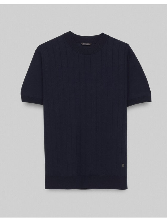 Borgio Borgio T-Shirt Telve Granatowy Slim Fit
