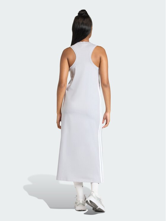 adidas adidas Sukienka codzienna Essentials 3-Stripes Long Racerback Szary Regular Fit