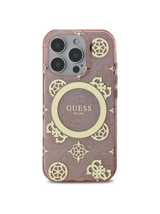Guess Guess Etui na telefon IML Peony On 4G Background Różowy