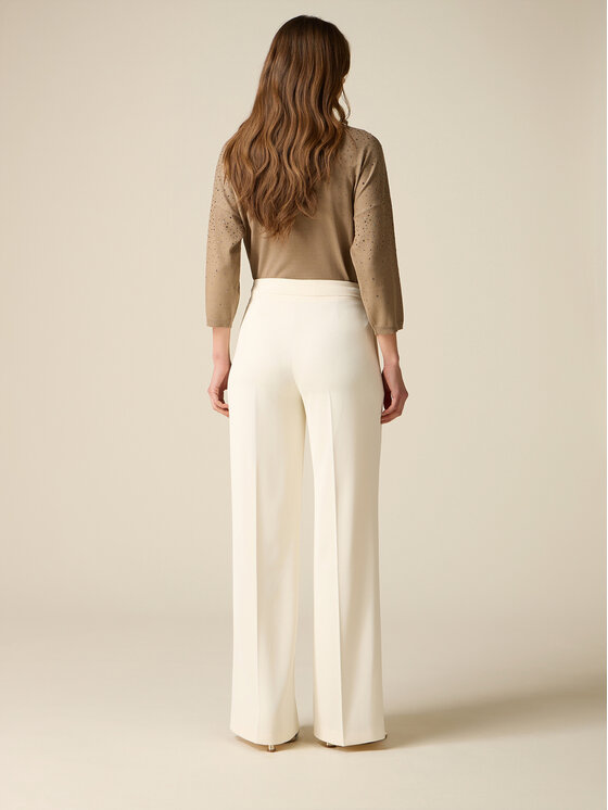Oltre Oltre Spodnie materiałowe P022R008885N021 Biały Baggy Fit