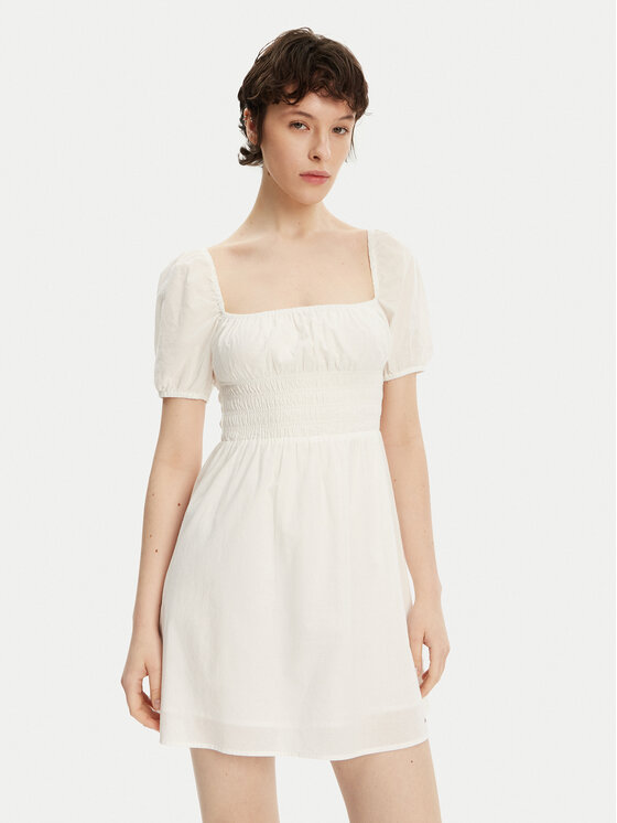 Tommy Jeans Tommy Jeans Rochie de vară Voile DW0DW21334 Alb Regular Fit