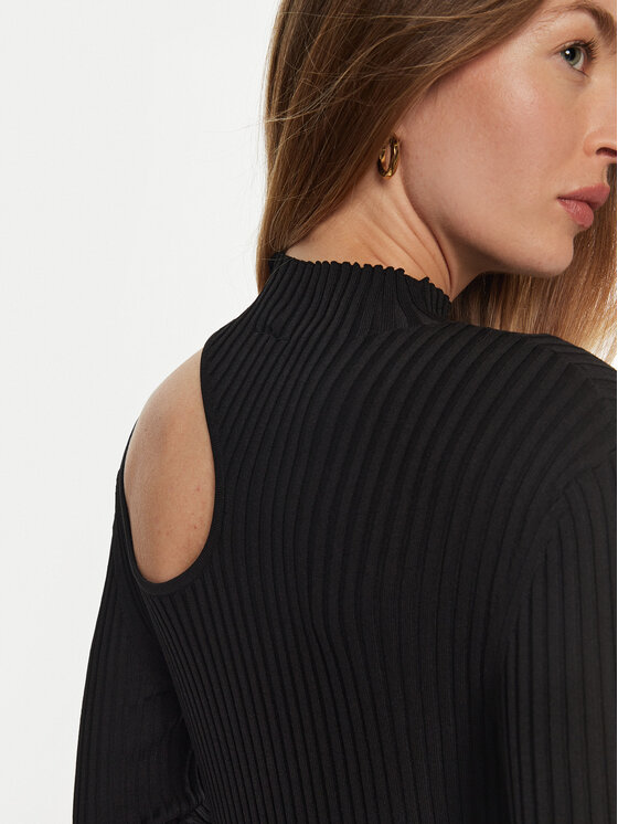 HUGO Hugo Kötött ruha Sedennie 50522537 Fekete Slim Fit