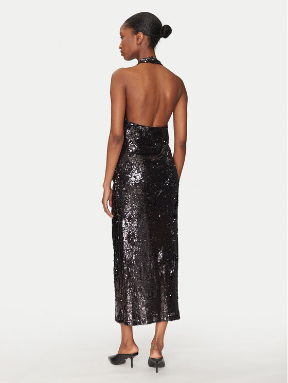 Haveone Haveone Sukienka koktajlowa AGE-M104 Czarny Regular Fit