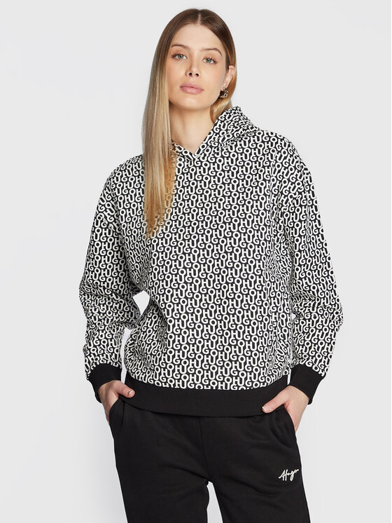 HUGO Women's Center Logo Relaxed Fit Jersey Sweatshirt - Soft Brushed Lounge Sweatshirt, Pullover Style - View #10