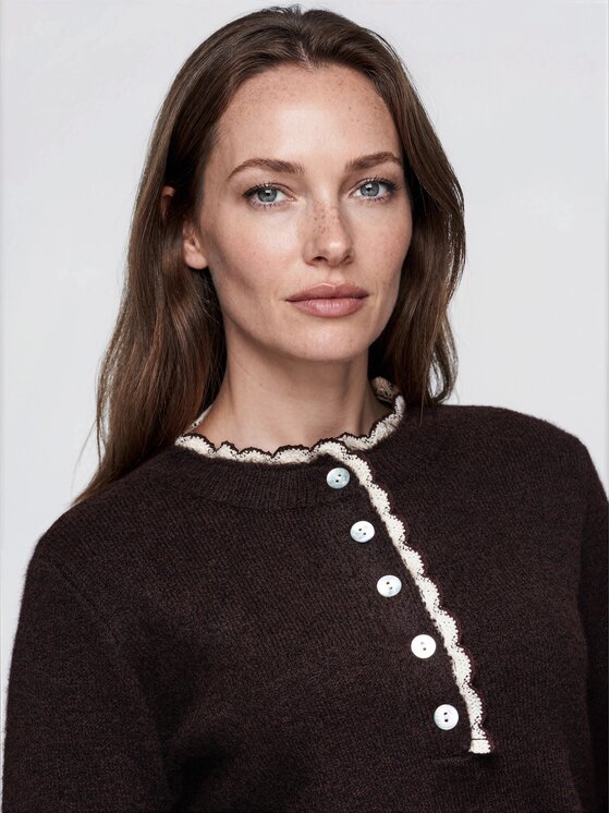 Ombre Ombre Sweter OW-SW-E0042 Brązowy Regular Fit