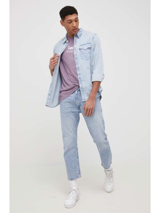 Lee Lee T-shirt LOGO LOOSE TEE Viola Regular Fit