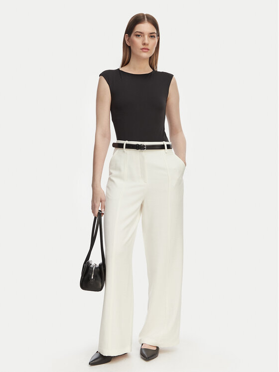 Calvin Klein Calvin Klein Hlače iz tkanine LV044F651G Kremna Straight Fit