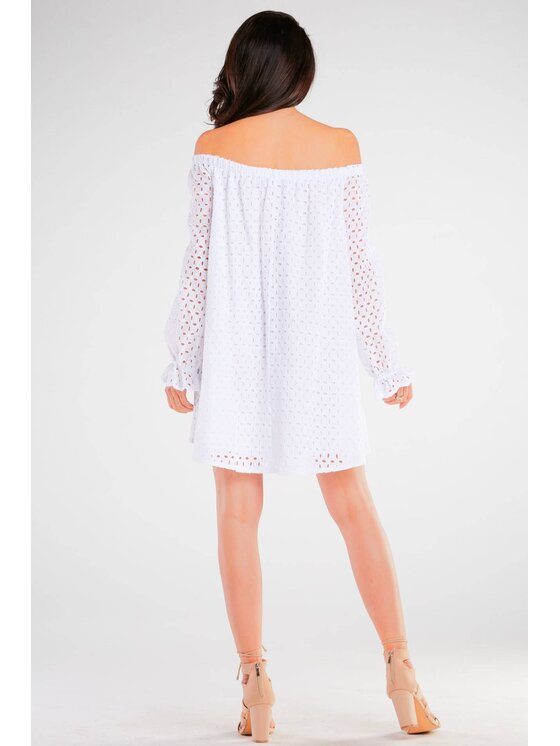 Awama Awama Sukienka letnia A435 Biały Basic Fit