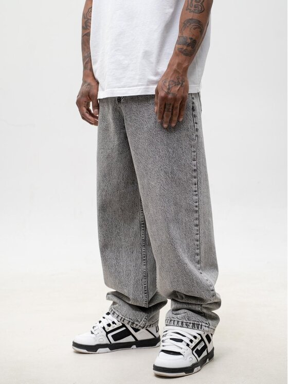 Jigga Wear Jigga Wear Jeansy Pantera różowa szerokie luźne za duże 130775 Szary Baggy Fit