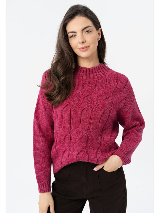 Volcano Volcano Sweter S-TAMINA Różowy Regular Fit