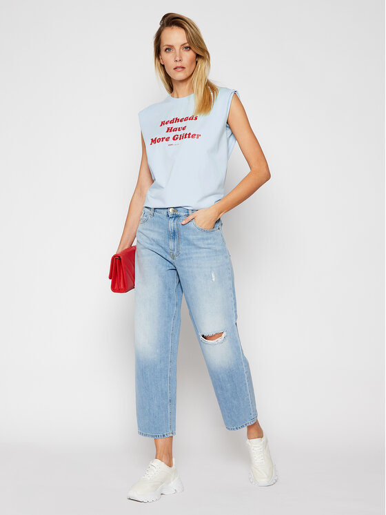 PLNY LALA PLNY LALA T-Shirt Redheads PL-KO-CL-00202 Błękitny Classic Fit