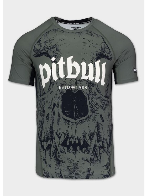 PITBULL PITBULL Koszulka techniczna SKULL LOGO Zielony Regular Fit