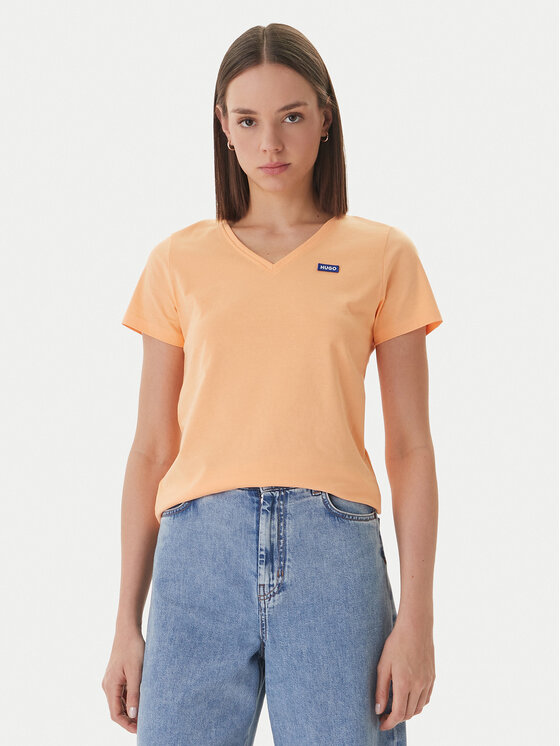 HUGO Tricou Classic 50513667 Portocaliu Slim Fit