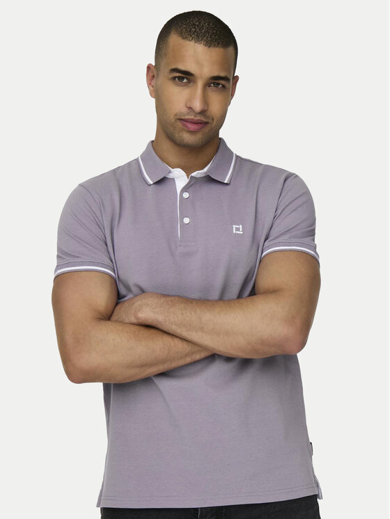 Only & Sons Only & Sons Тениска с яка и копчета Fletcher 22024827 Виолетов Regular Fit