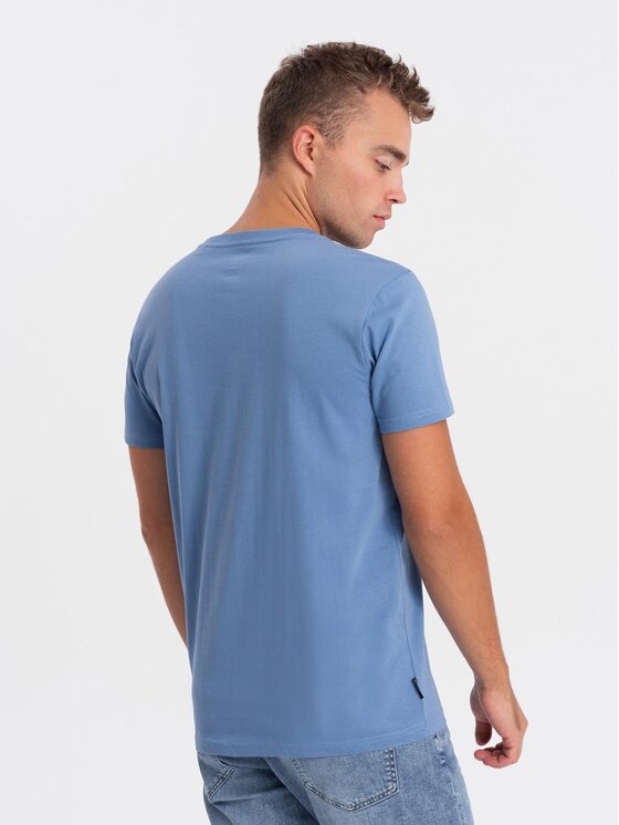 Ombre Ombre T-Shirt OM-TSBS-0145 Niebieski Regular Fit