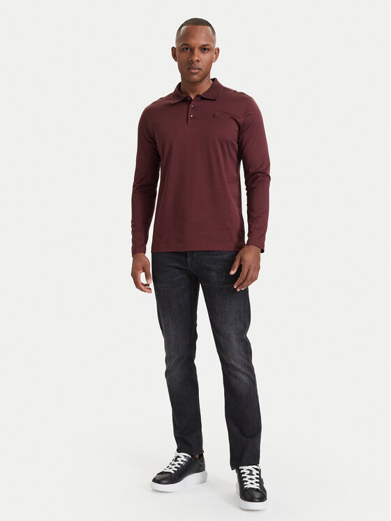KARL LAGERFELD KARL LAGERFELD Тениска с яка и копчета 745000 564200 Бордо Regular Fit