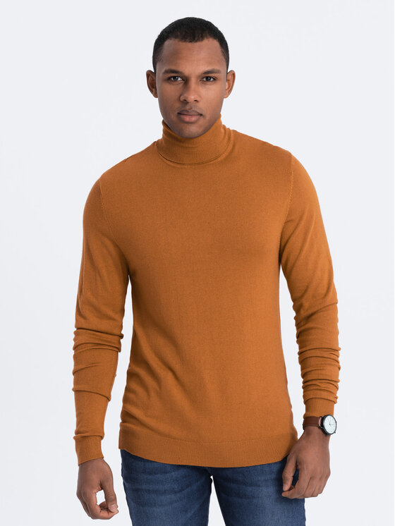 Ombre Ombre Sweter OM-SWTN-0101 Beżowy Regular Fit