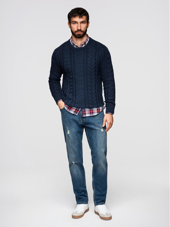 Ombre Ombre Jeansy OM-PADP-0254 Niebieski Regular Fit