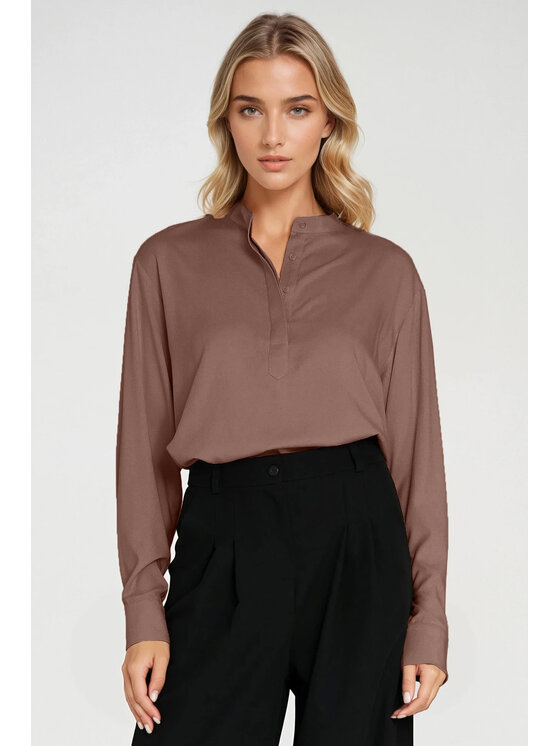 NIFE NIFE Halenka B194 Hnědá Oversize
