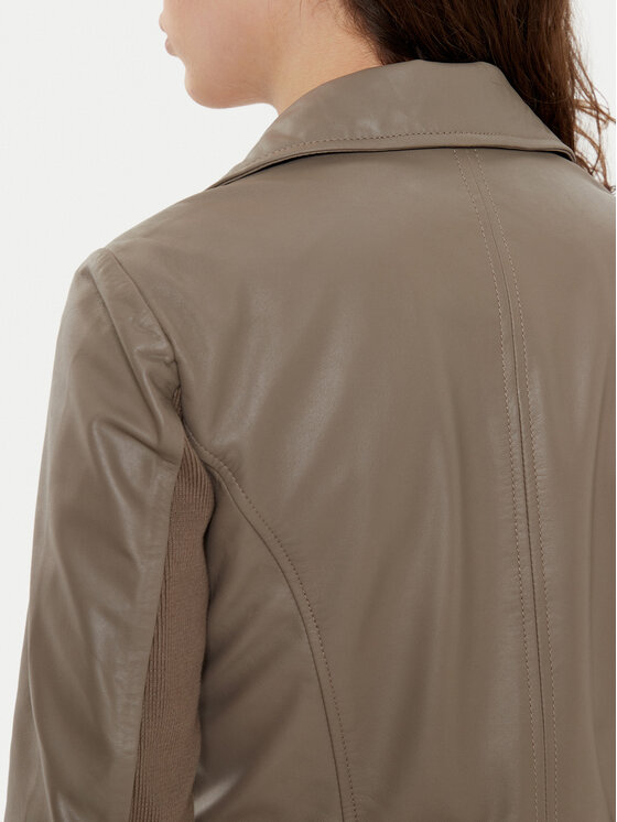 YAS YAS Μπουφάν δερμάτινο Sophie 26018510 Γκρι Regular Fit