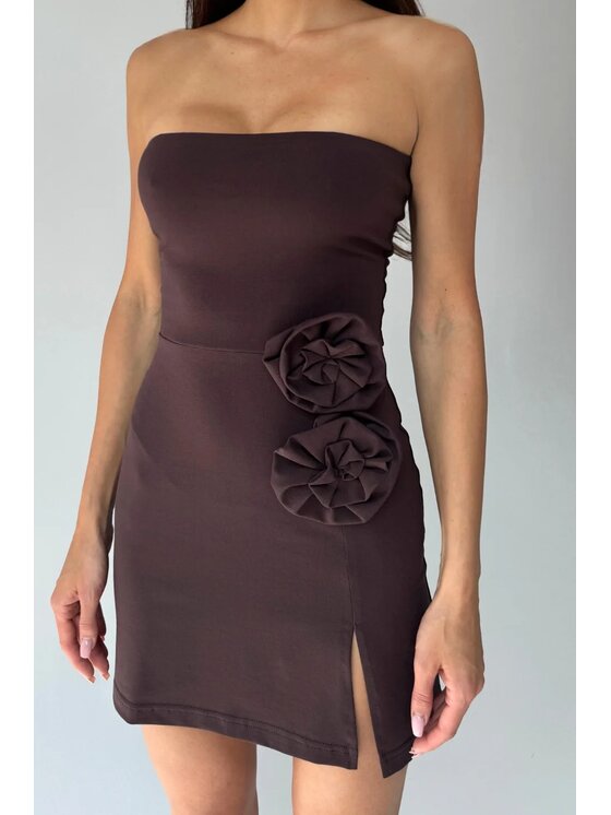 Chiara Wear Chiara Wear Sukienka letnia Sukienka mini ROSE Brązowy Slim Fit
