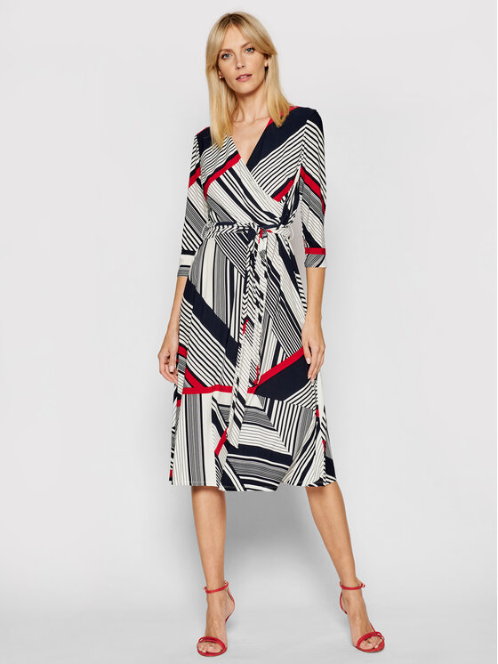 ralph lauren striped wrap dress