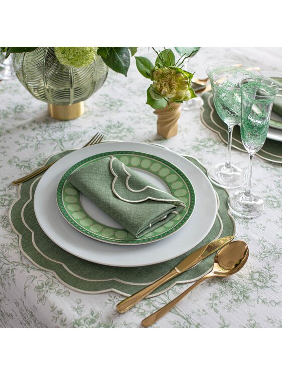 Roseberry Home Roseberry Home Obrus Toile de Jouy Green okrągły Zielony