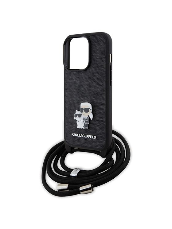 KARL LAGERFELD KARL LAGERFELD Etui na telefon Crossbody Saffiano Metal Czarny