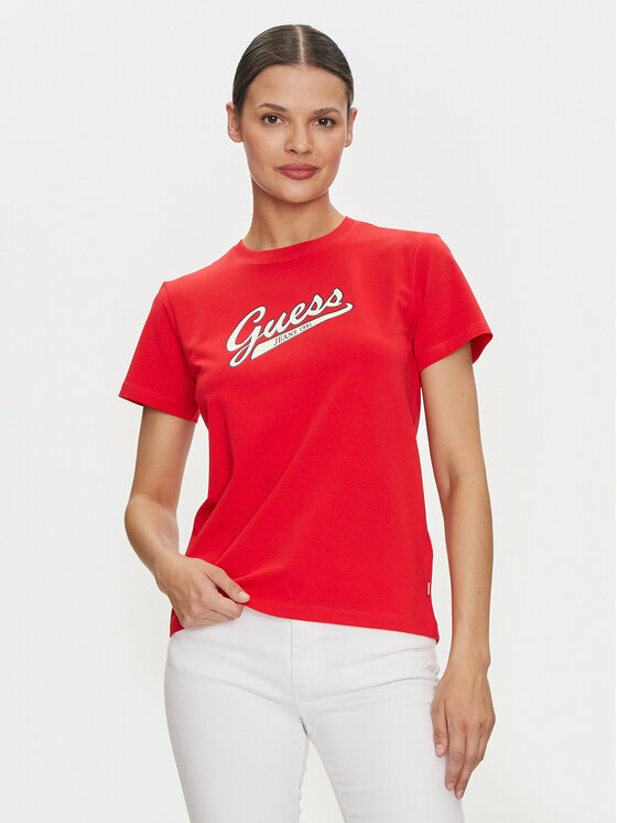 Guess Jeans Tričko W4YI13 J1314 Červená Regular Fit