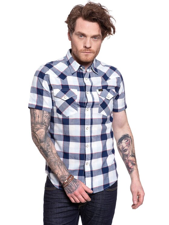 Lee Lee Koszula SS WESTERN Biały Slim Fit