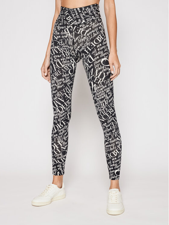 Deha Colanți All-Over Logo B44027 Negru Slim Fit