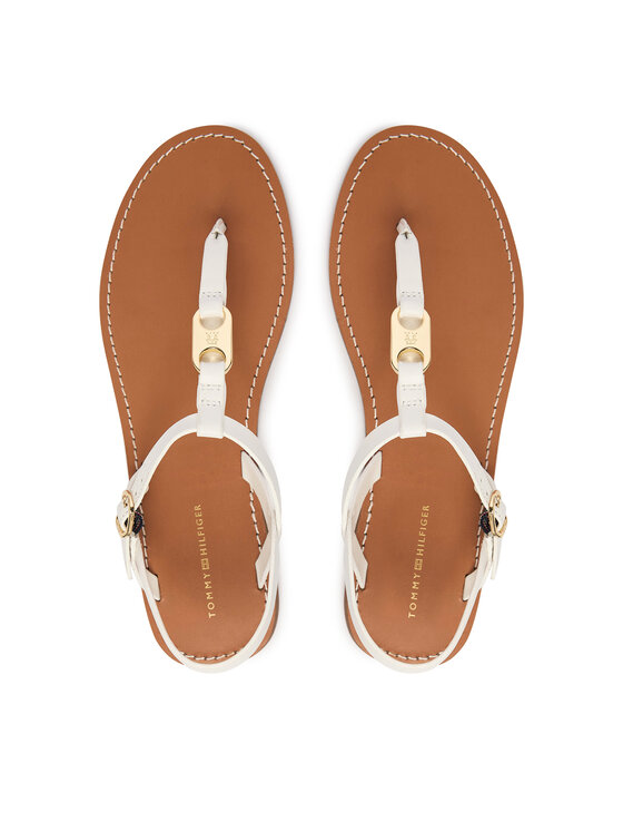 Tommy Hilfiger Tommy Hilfiger Sandały Leather Thong Sandal FW0FW09127 Biały
