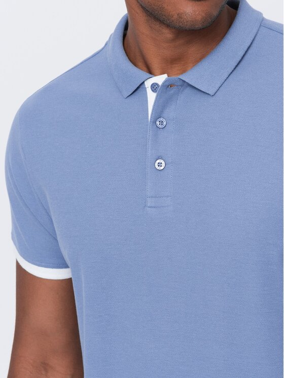 Ombre Ombre Polo OM-POSS-0113 Niebieski Fitting Fit