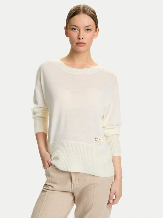 Armani Exchange Sweter XW000772 AF16602 U1003 Écru Relaxed Fit