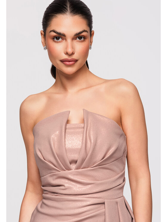 Ombre Ombre Sukienka wieczorowa LA-OM-DLR338 Beżowy Slim Fit