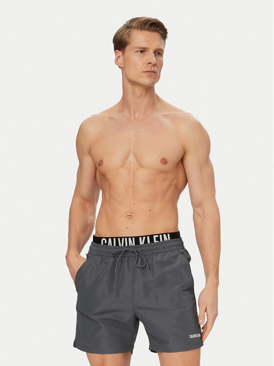 Calvin Klein Swimwear Calvin Klein Swimwear Pantaloni scurți pentru înot LV00N61015 Gri închis Regular Fit