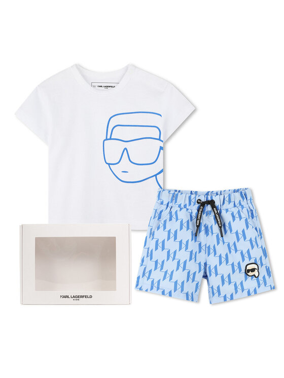 Karl Lagerfeld Kids Karl Lagerfeld Kids Набір футболка та шорти Z30498 S Голубий Regular Fit
